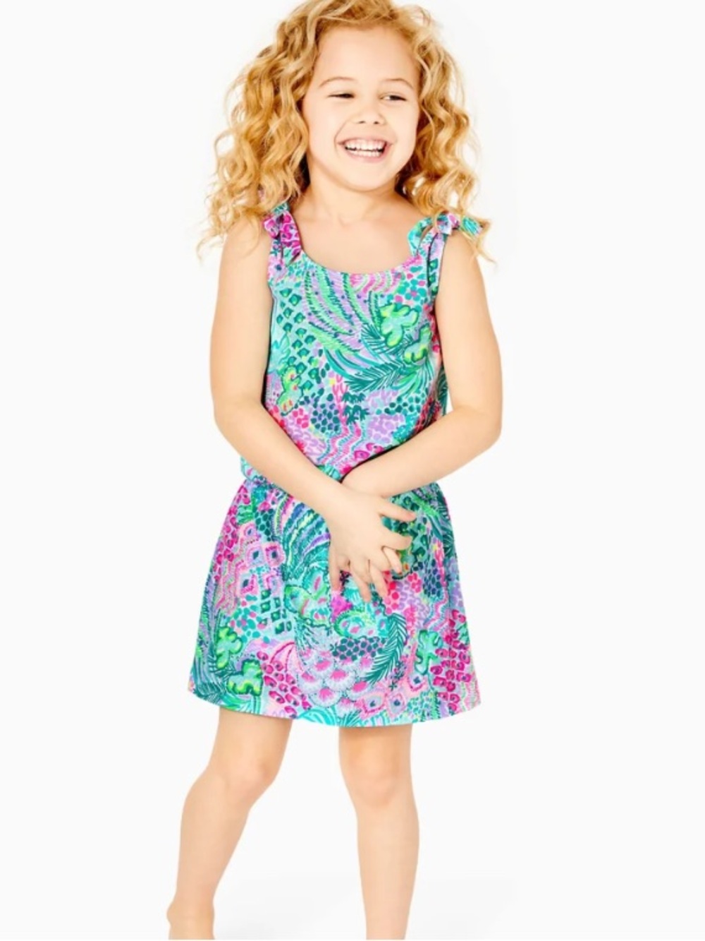 Lilly Pulitzer Girls' Green & Pink Printed Sundari Romper